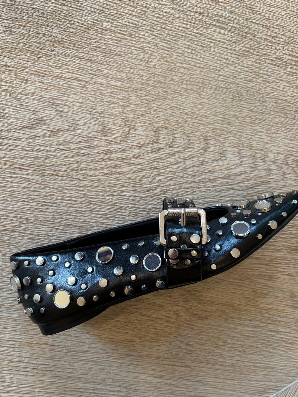 NWT Zara Black Mary Jane Flats Mirror Discs And Studs - Picture 4 of 8